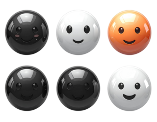 Six Clean Soft Three Dimensional Plastic Icons Set Isolated on White Backgrounds Tran