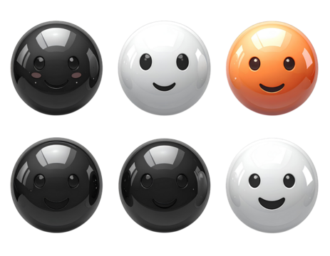 Six Clean Soft Three Dimensional Plastic Icons Set Isolated on White Backgrounds Tran