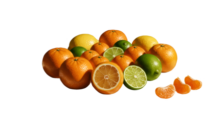 Isolated Citrus Fruits Photo Bright Light Orange Limes Lemons Clementines