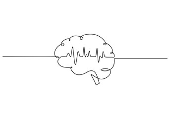 Continuous Line Drawing of a Brain with a Calm Mind Wave
