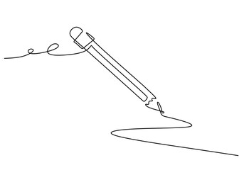 One Single Line Drawing of a Pencil with an Eraser