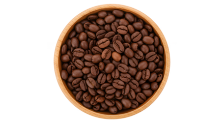 Isolated Coffee Beans in Round Tart Shell Macro Top View