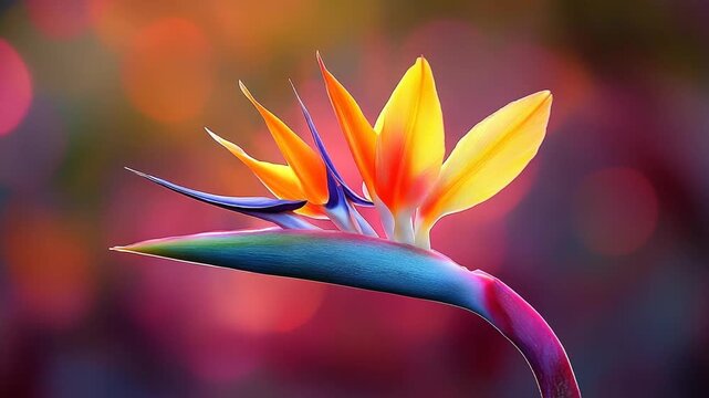 Vibrant Bird of Paradise Flower in Full Bloom.