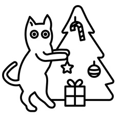 Christmas tree with cat cat,christmas,giftbox,pine,decorate