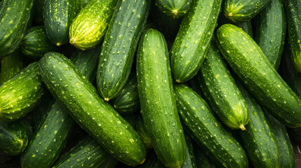 Pile of Fresh Green Cucumbers