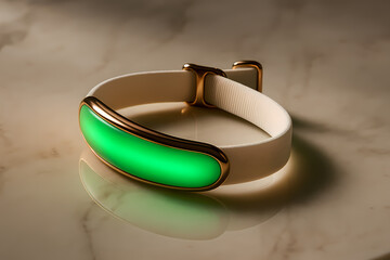 Modern glowing smart bracelet with gold accents innovative wearable technology fitness fashion concept