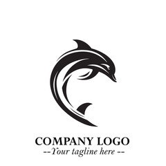 Obraz premium Dolphin Logo Symbol in Elegant Minimalist Vector Design for Modern Marine and Oceanic Branding