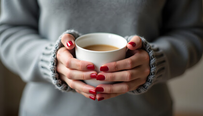 Woman holding a cup of coffee