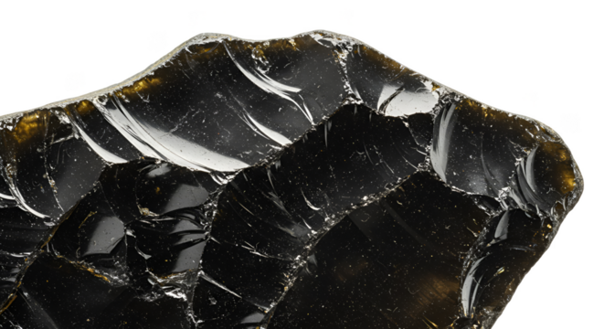 Close Up Photo Obsidian Rock Fragment Isolated Black