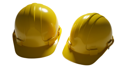 Illustration of two yellow hard hats isolated on black