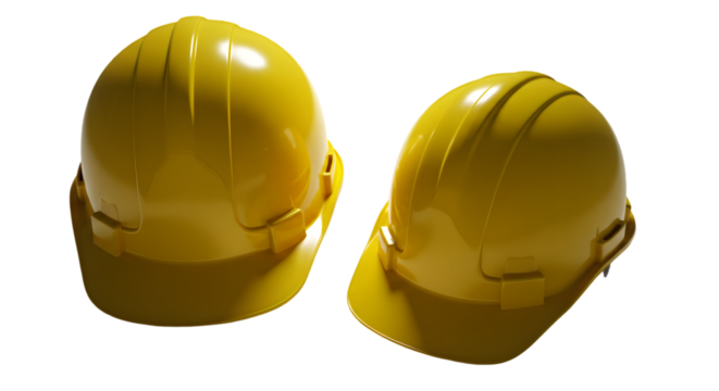 Illustration of two yellow hard hats isolated on black