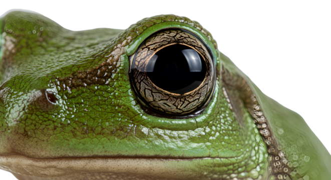 Close Up Realistic Frog Eye Macro Isolated Transparent Background