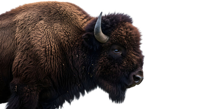 Close Up Realistic Bison Portrait Isolated Background