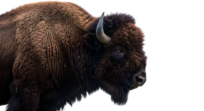 Close Up Realistic Bison Portrait Isolated Background