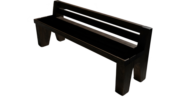 Isolated Dark Wooden Park Bench Realistic 3D Render