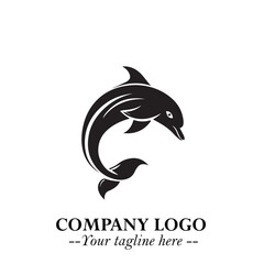 Fototapeta premium Dolphin Logo Symbol in Elegant Minimalist Vector Design for Modern Marine and Oceanic Branding