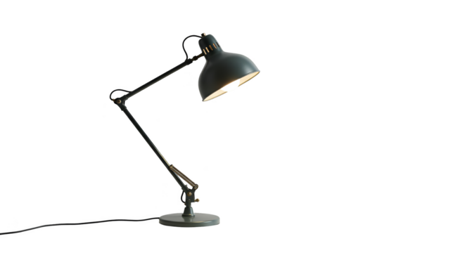 Isolated Desk Lamp Photo Black Arm On Black Background