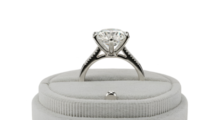 Isolated Diamond Engagement Ring 3D Illustration White Gold