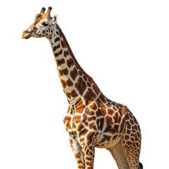 Naklejka premium A majestic giraffe standing tall isolated on transparent background