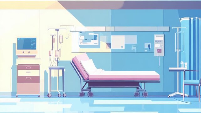 Modern hospital room preparing for patient admission