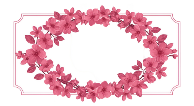 Illustration Pink Cherry Blossom Frame Isolated Background Transparent
