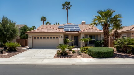 Charming brick ranch style home with a well maintained lawn and mature trees under a clear blue sky on a sunny day