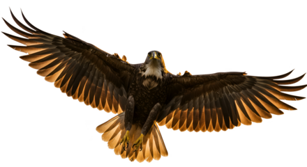 Isolated Eagle Flying with Wings Spread Golden Light