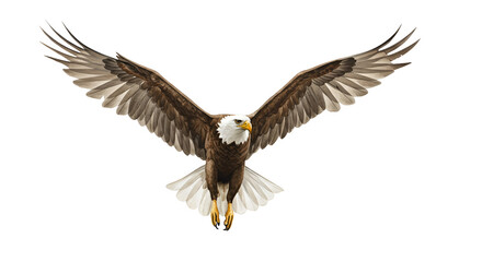 Obraz premium Isolated Eagle Flying White Wings Black Background