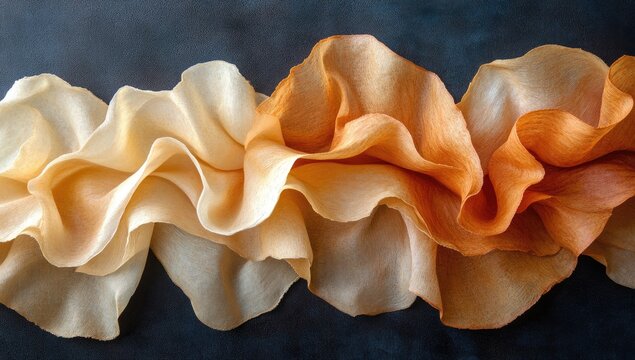 Undulating, translucent fabric with color gradient