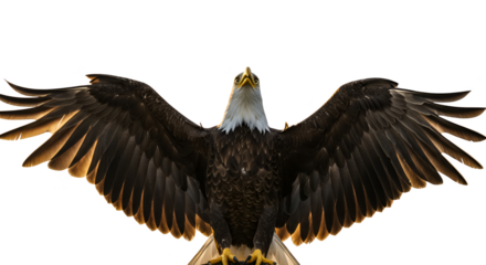 Isolated Eagle With Wings Spread In Dramatic Lighting