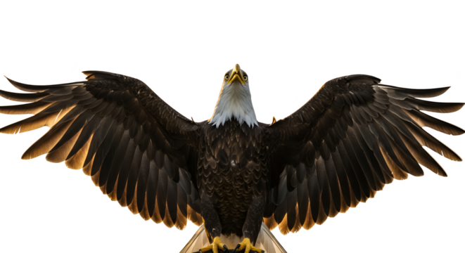 Isolated Eagle With Wings Spread In Dramatic Lighting