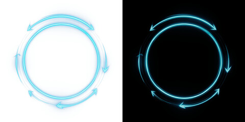 Rotating neon arrow with glow