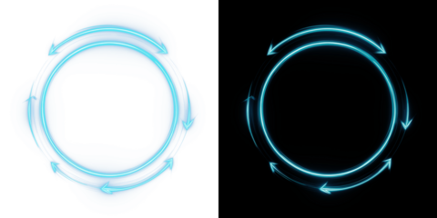 Rotating neon arrow with glow