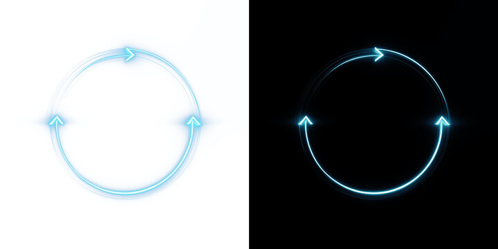 Rotating neon arrow with glow