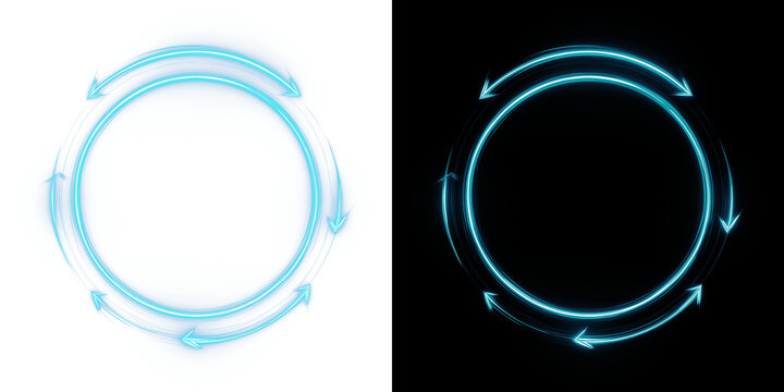 Rotating neon arrow with glow