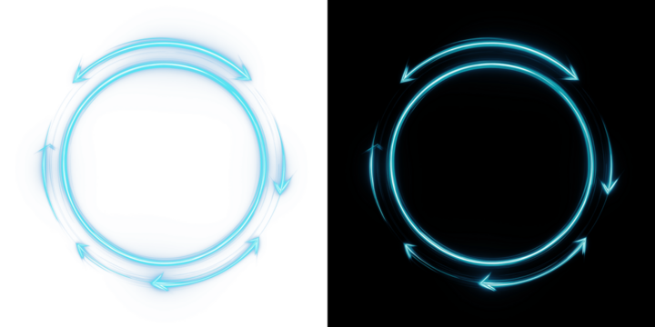 Rotating neon arrow with glow