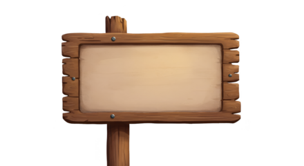Illustration Wooden Sign With Blank Paper Isolated On Transparent Background