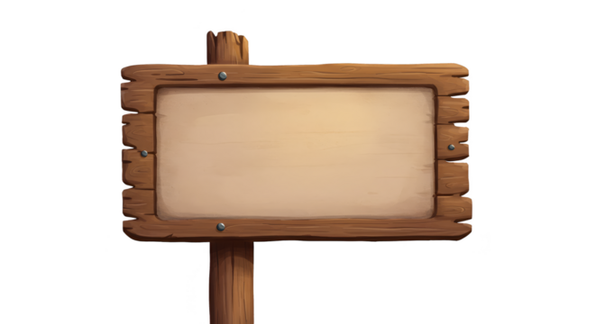 Illustration Wooden Sign With Blank Paper Isolated On Transparent Background