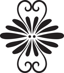 Abstract floral ornament vector illustration of black and white flower pattern for spring design art decoration