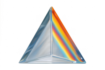 Glass prism refracting light, creating rainbow spectrum