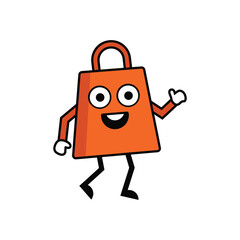 Key mascot holding a shopping bag cartoon vector illustration