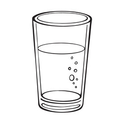  Glass of water, vector drawing in clean minimal style on white background. Perfect for beverage design, restaurant menu, packaging, health and hydration themes, and educational projects.
