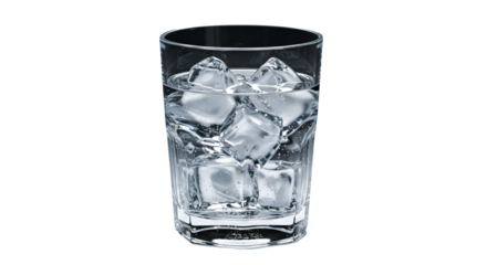 Isolated Glass With Water and Ice Cubes PNG Transparent Background