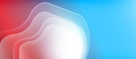 Abstract gradient background. Red, white, blue hues blend smoothly, creating flowing shapes. Minimalist design, modern aesthetic.