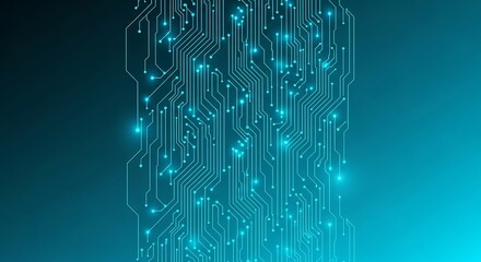 Innovative technology with glowing circuit board design for digital advancements and modern connectivity solutions in vibrant blue tones for impact