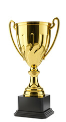 Isolated Gold Trophy on Black Base Realistic Award