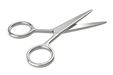 Sharp gleaming silver barber scissors with open blades on a stark black background symbolizing precision and cutting