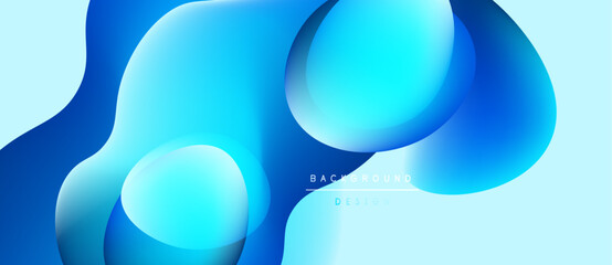 Abstract fluid shapes, vibrant blue hues, smooth gradients. Modern design element for backgrounds, digital art applications.
