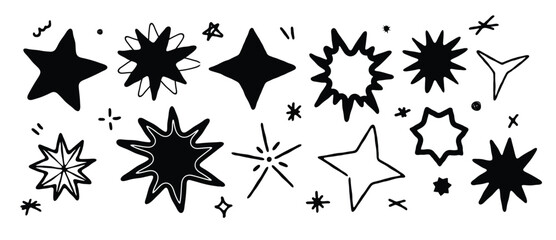 Comic doodle effect elements vector set with hand drawn explosions, clouds, lightning, motion lines, exclamation marks and expressive sketch icons. Perfect design for backgrounds, packaging and creati