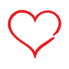 Hand Drawn Heart Marker Line Art Sketch Shape Icon Simple Red Love Outline Element Graphic